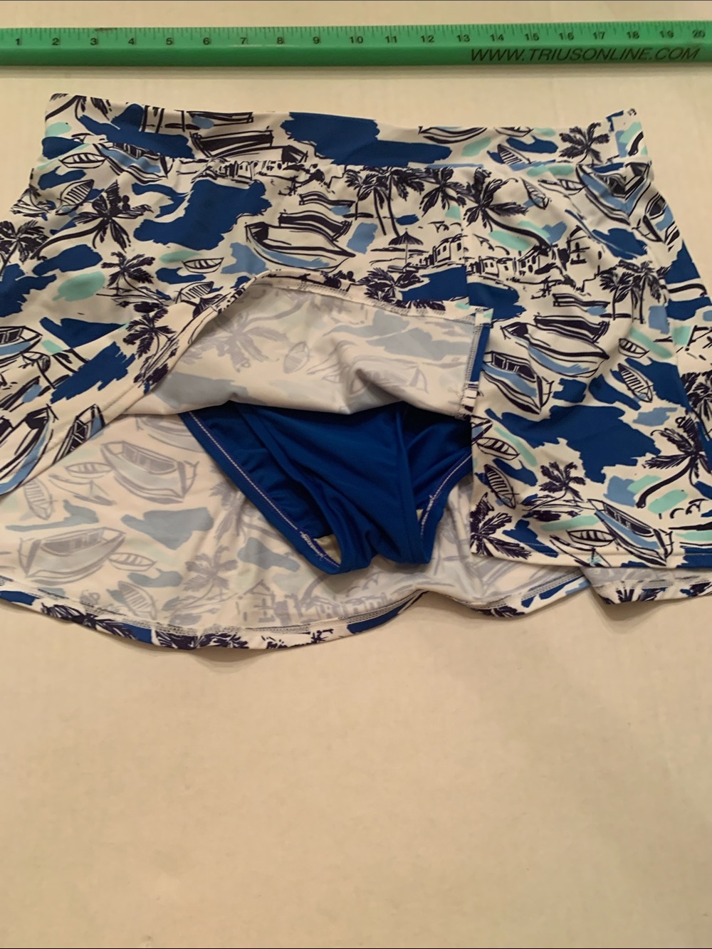 VGUC Talbots Blue and White Tropical Print Swim Tankini & Swim skirt size 12 - Picture 7 of 12